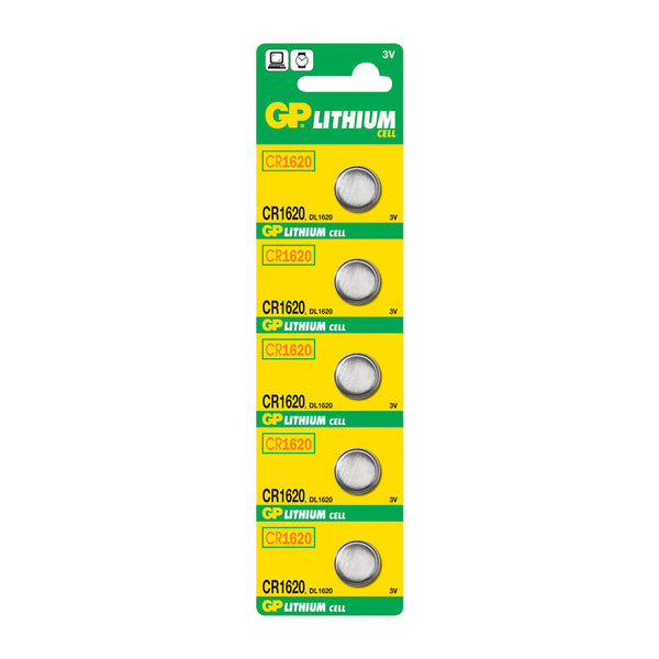 GP CR1620 3Volt Coin Cell Lithium Batteries 16mm x 2.0mm
