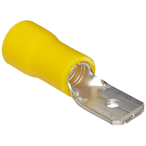 Megatronix VMDY Vinyl Insulated Male Quick Disconnect Connectors 12-10 Gauge 0.250 Yellow 100 Pieces