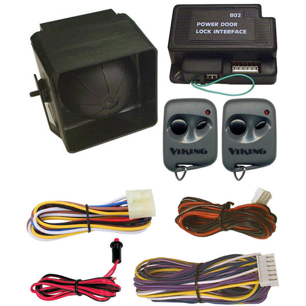 Viking VS125DM Self Contained Car Alarm Remote Vehicle Security System With Door Lock Module