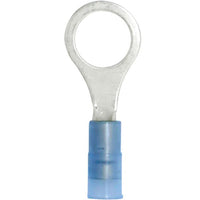 Megatronix RBDC38 Nylon Insulated Double Crimp Ring Terminals 3/8" Stud 16-14 Gauge Blue 100 Pieces