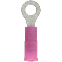 Megatronix RRDC8 Nylon Insulated Double Crimp Ring Terminals #8 Stud 22-18 Gauge Red 100 Pieces