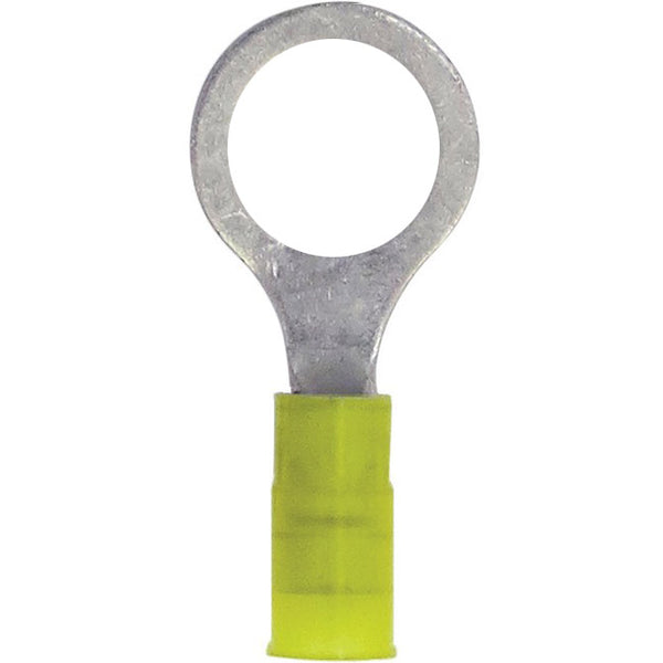 Megatronix RYDC12 Nylon Insulated Double Crimp Ring Terminal 1/2" Stud 12-10 Gauge Yellow 100 Pieces